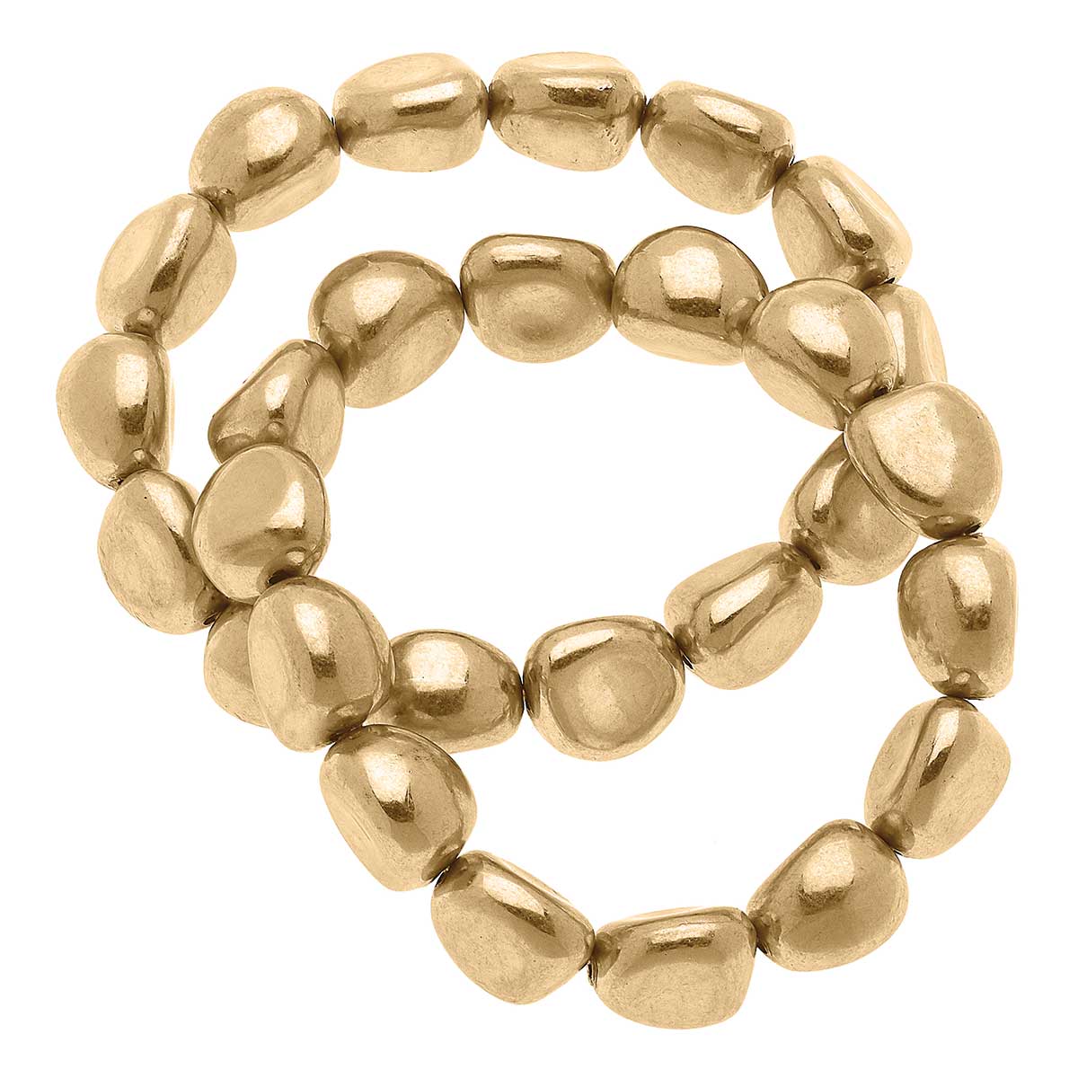 Lottie Metal-Plated Bead Bracelet Set in Worn Gold