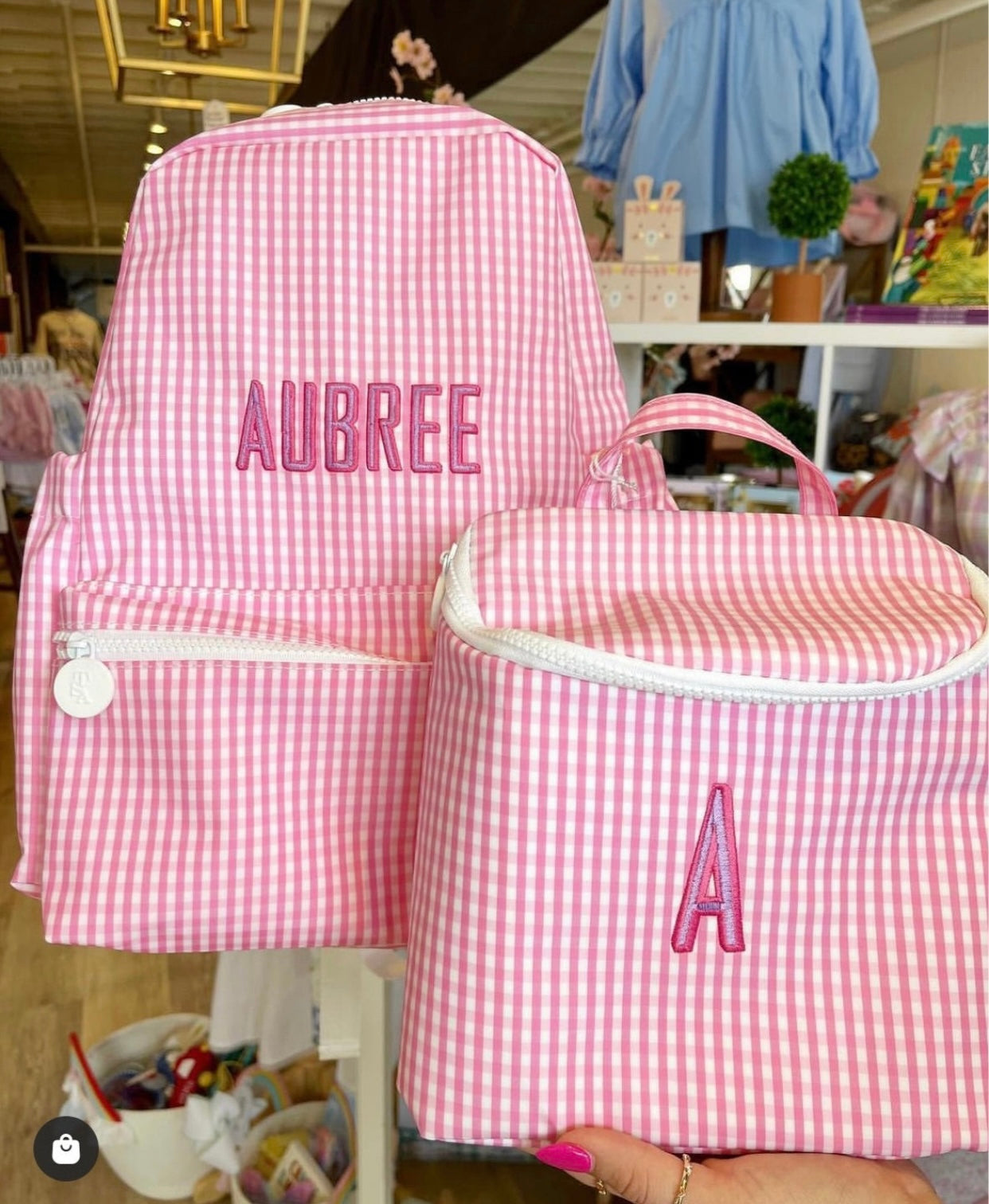 TAKEAWAY LUNCH TOTE - GINGHAM PINK