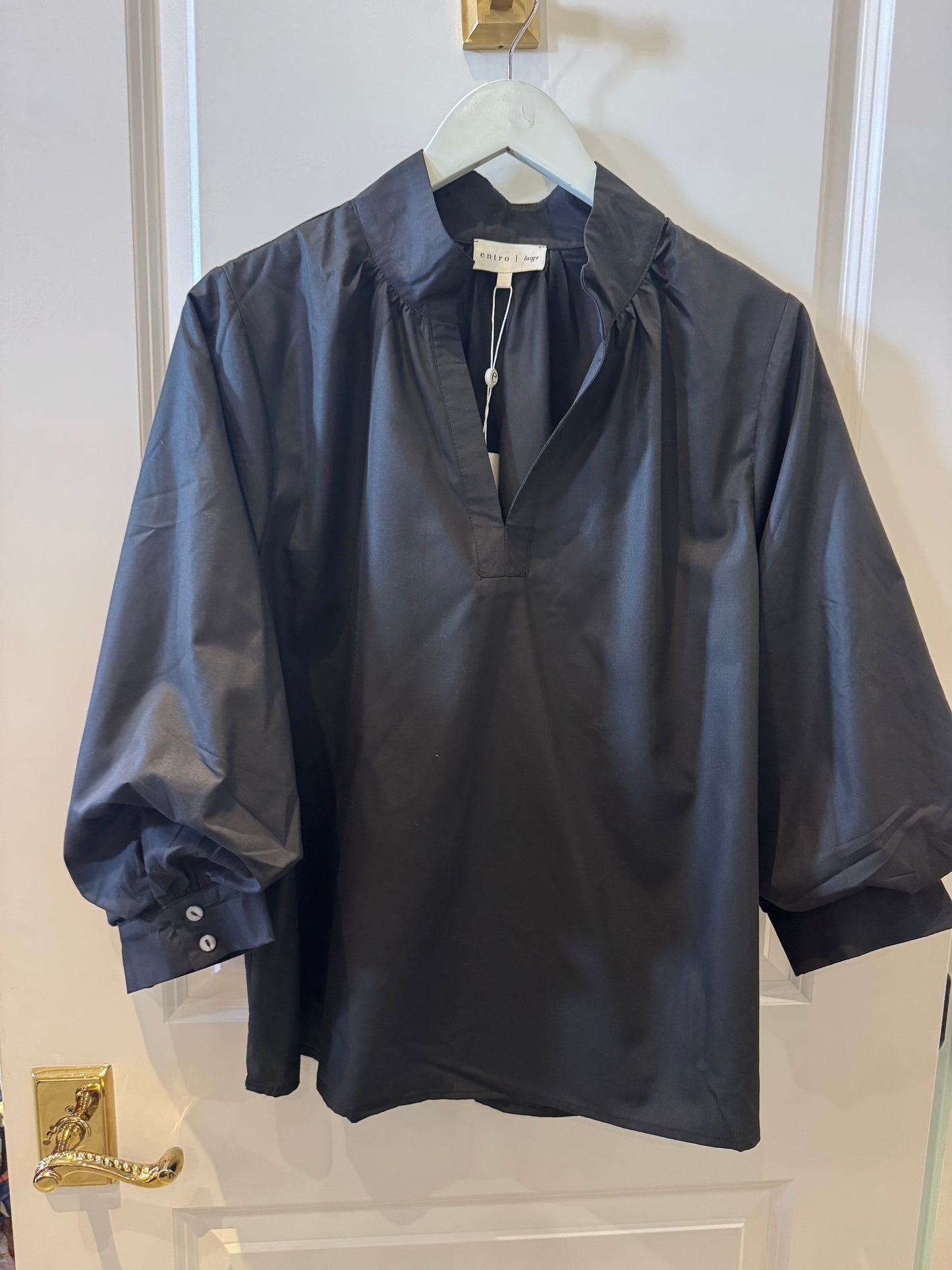 3/4 Length sleeve top- black