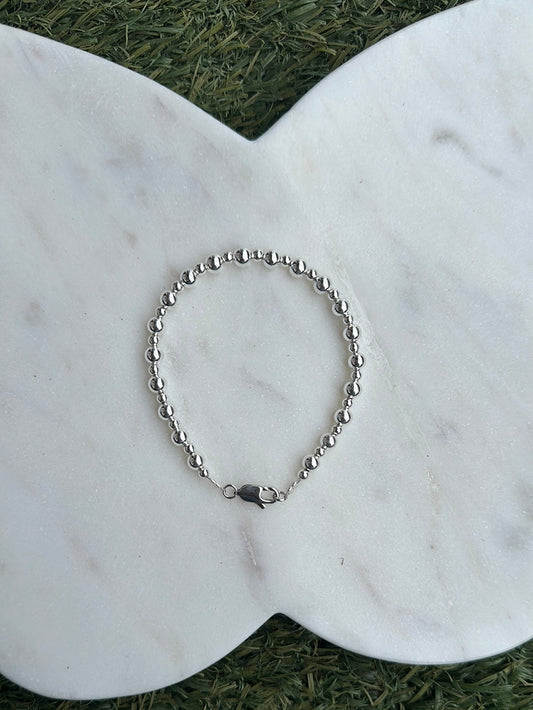 Silver Plated Beaded Bracelet 3mm,5mm
