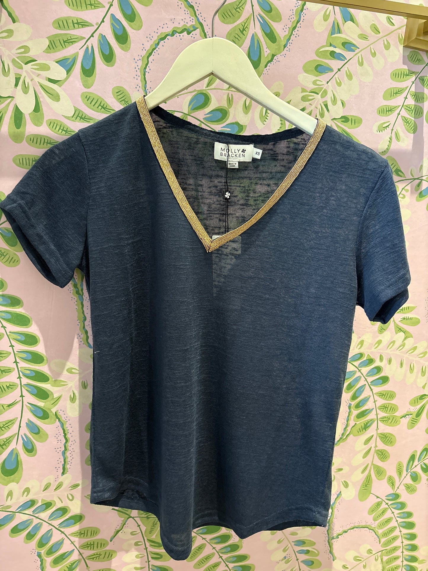 Ladies Knitted Tee-Navy Blue