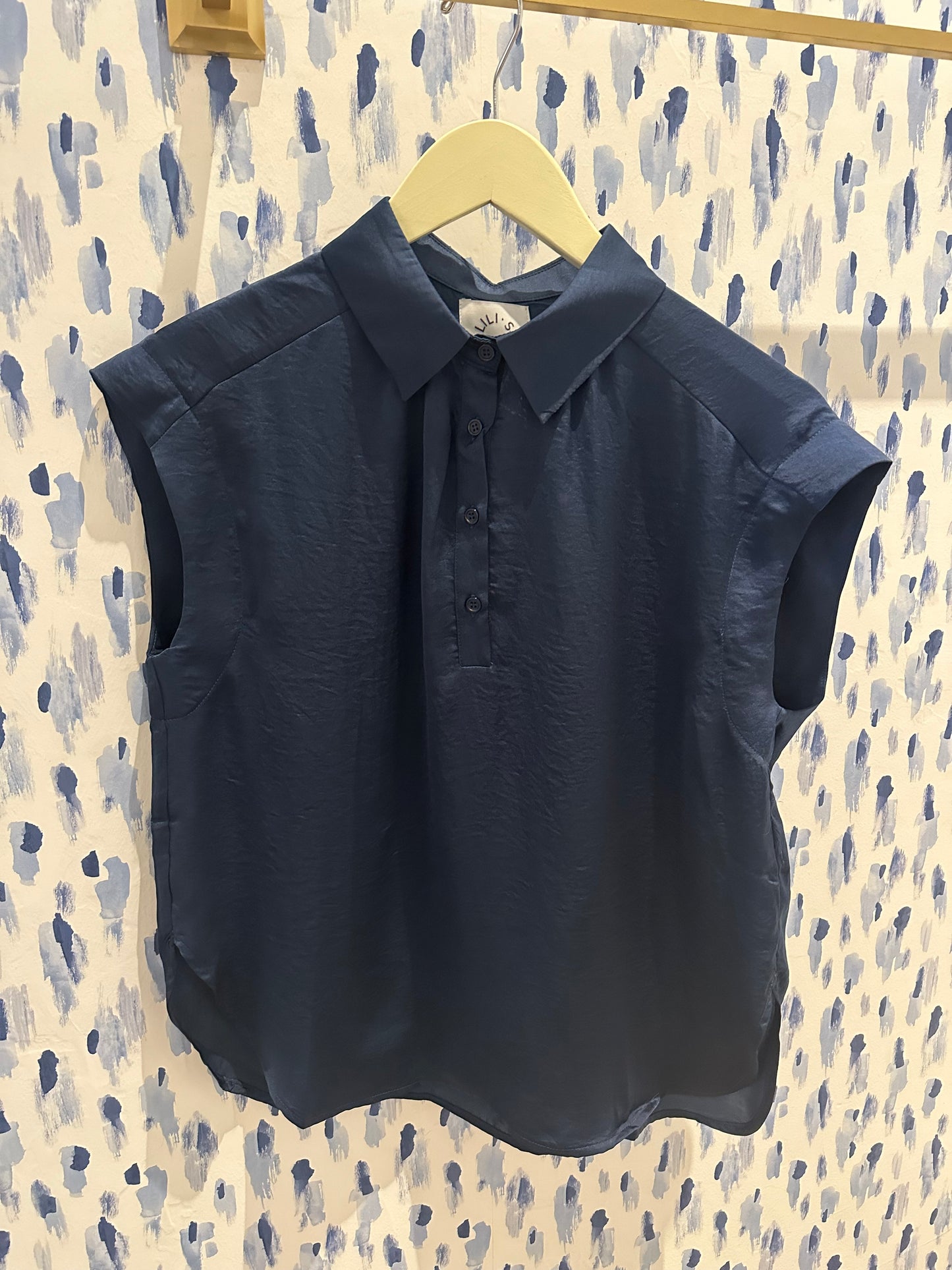 Young Ladies Woven Top - Navy Blue