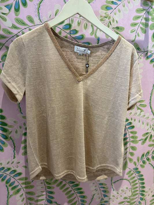 Ladies Knitted Tee-Beige