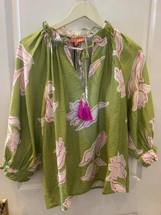 Long Sleeve Floral Pattern Top