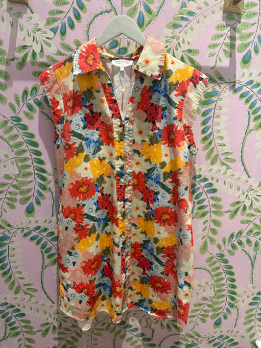 Floral Multi Color Collared Dress