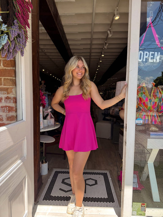 Sleeveless Athletic Dress- Magenta