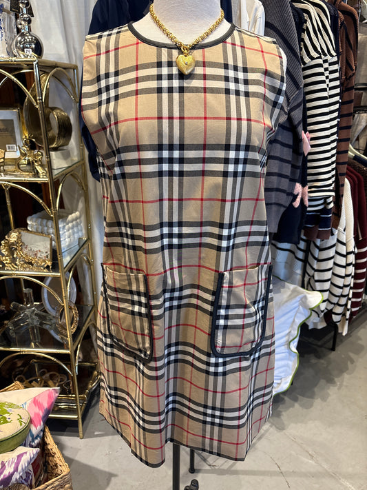 Taupe Plaid Dress