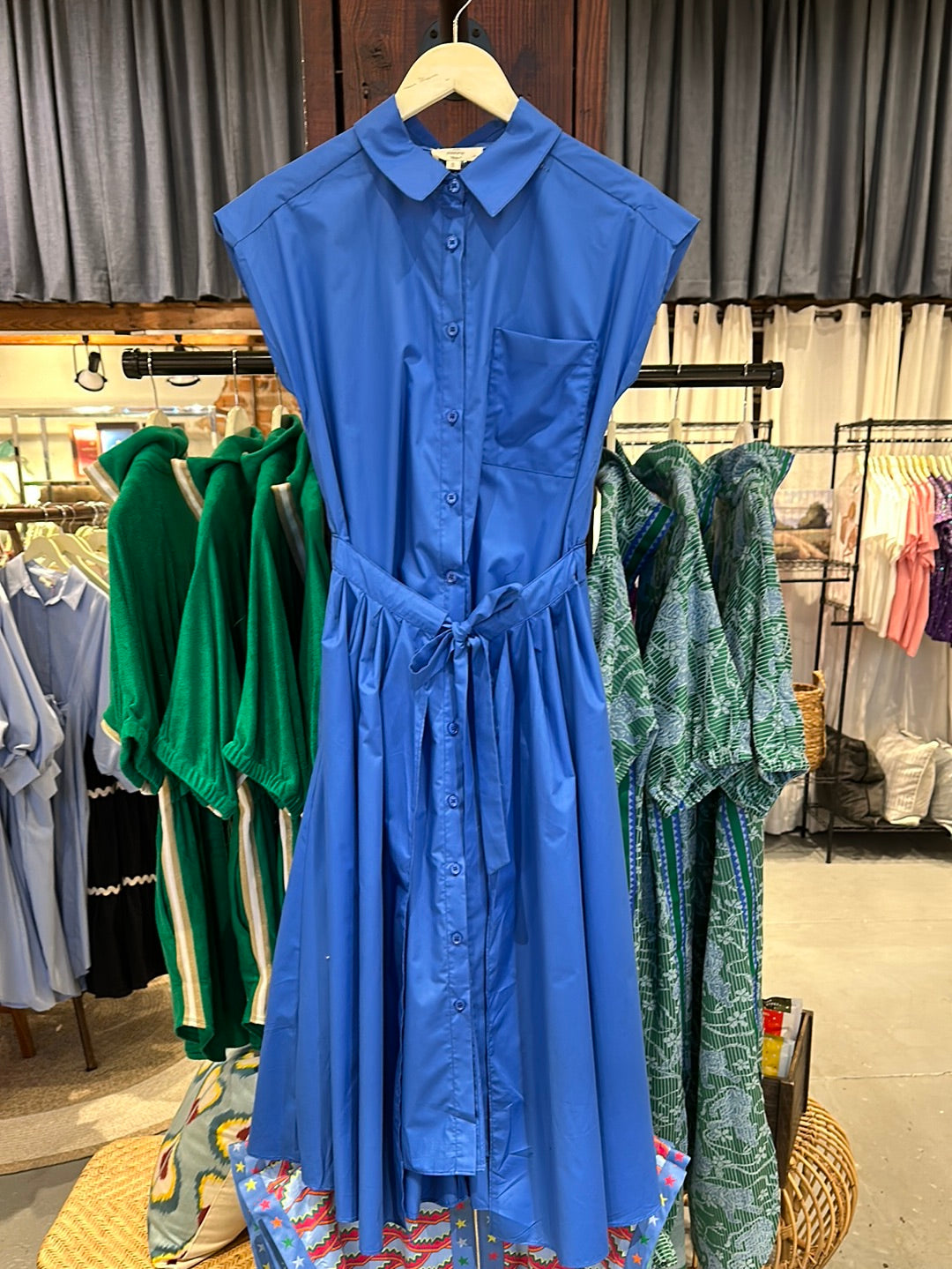 Belted Skirt Maxi Dress - Blue