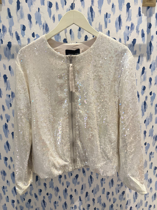 Sequin Zip Jacket - Creme