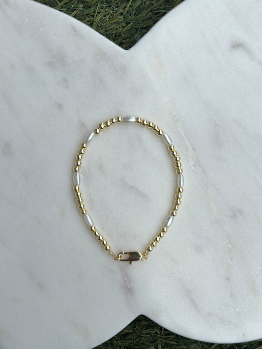 Gold Plated Beaded Long Pearl bracelet 3mm