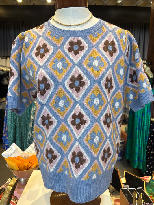 Fab Floral Sweater-Blue