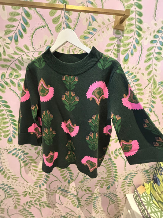 Bloom Knit Top- Hunter Green
