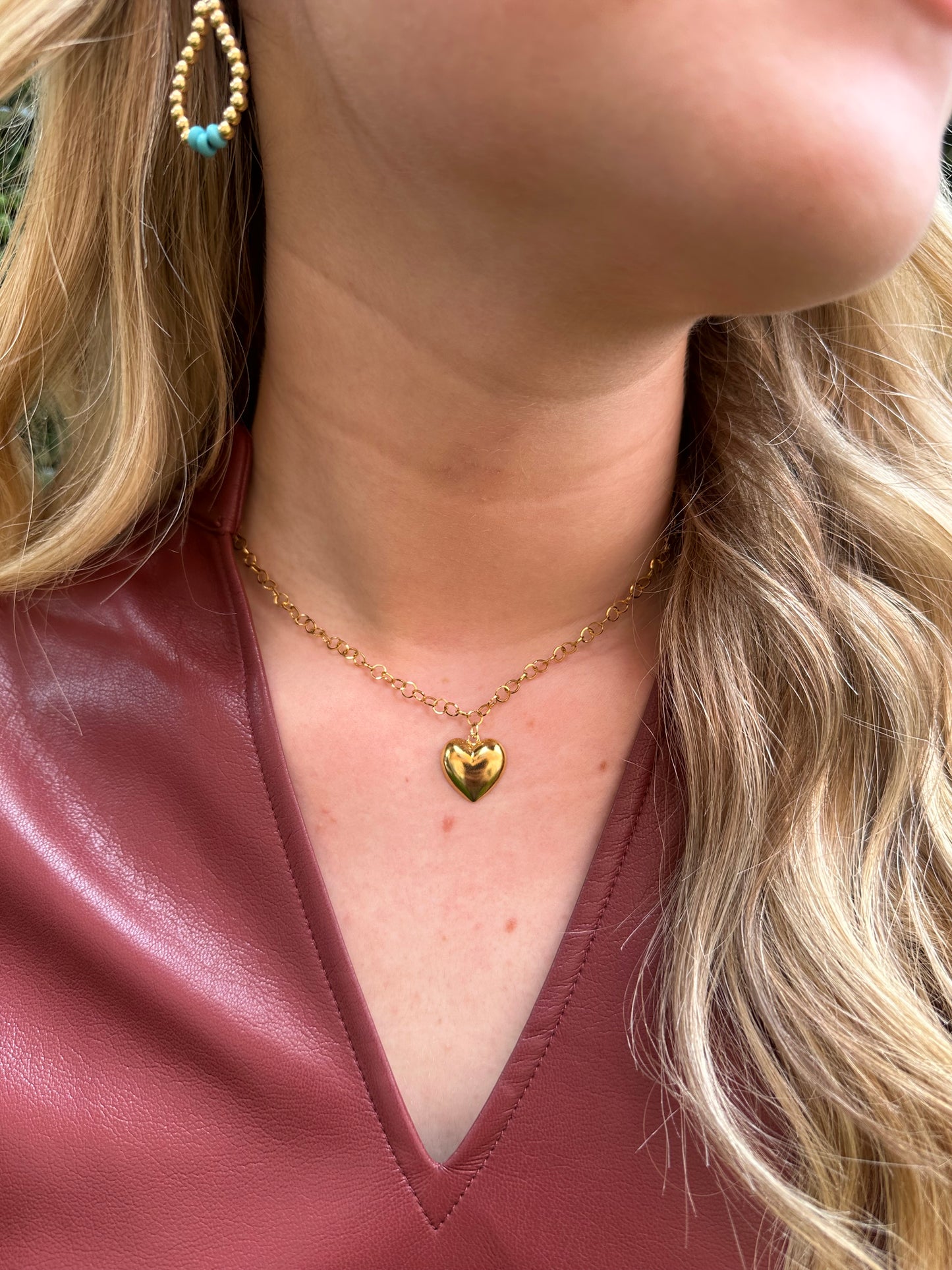 Gold Plated Chunky Heart Necklace