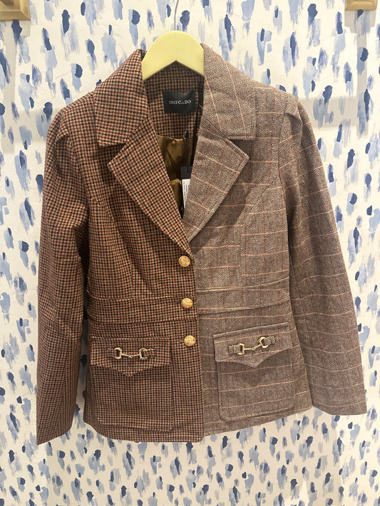 Multi Plaid Blazer - Brown Multi