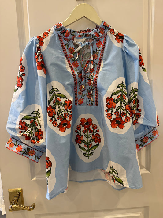 Baby Blue Floral Top