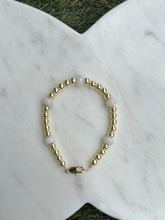 Gold Plated Beaded Quartz Bracelet 5mm