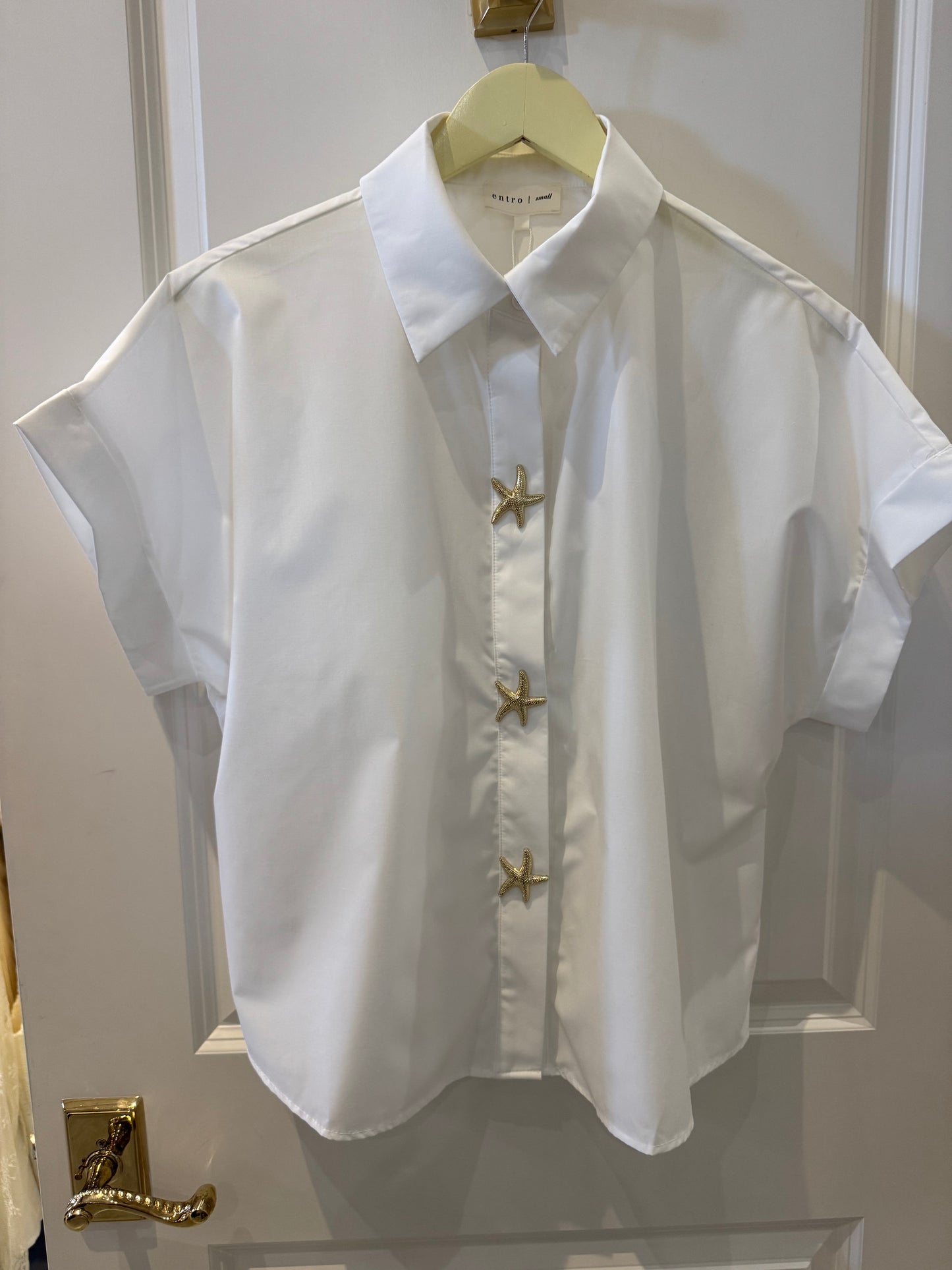 Collard Button Down Top- Off-White