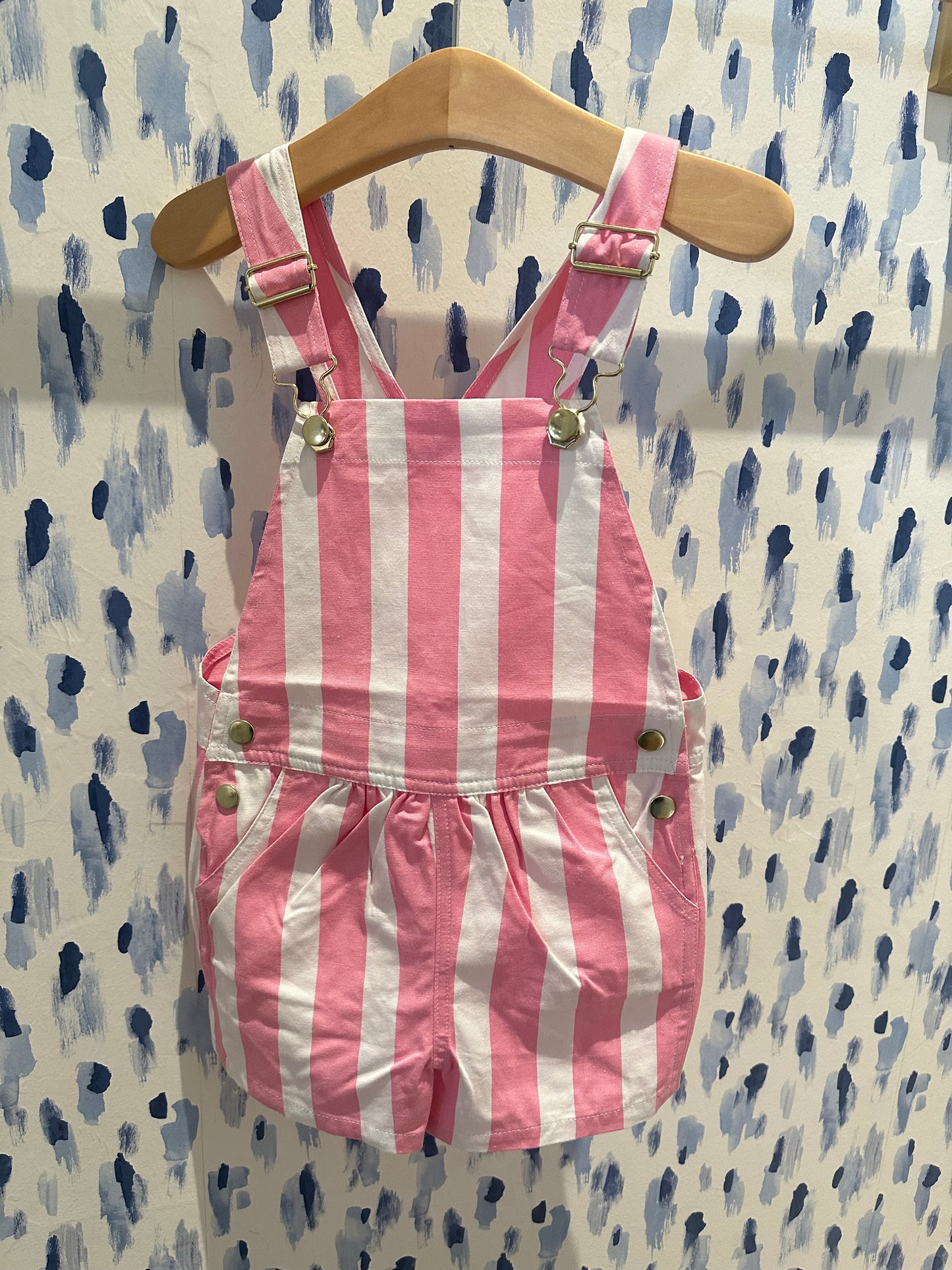 Channing Choo Choo Overalls Hamptons Hot Pink Stripe