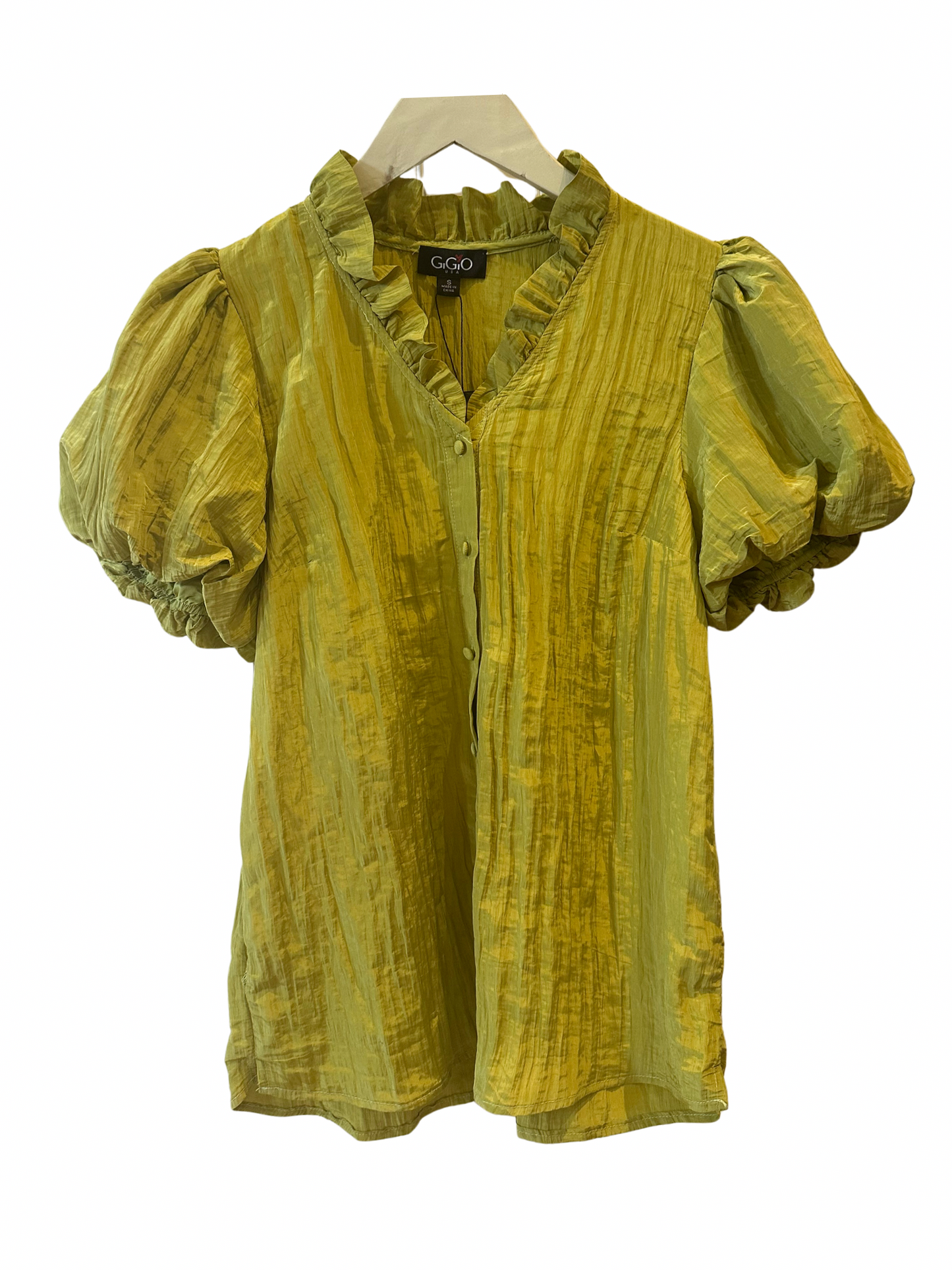 Green Puff Short Sleeve Top