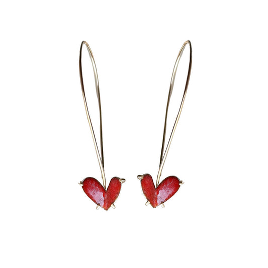 Gold Filled Enamel Heart Earrings