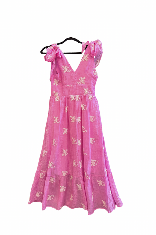 Ladies Woven Maxi Dress- Pink
