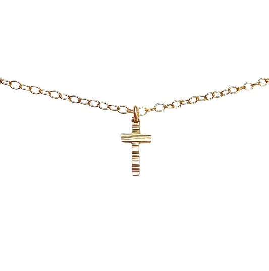 Small Cross Necklace - 14k Gold
