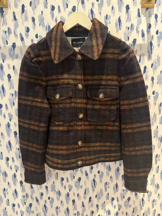 Plaid Puff Shoulder Shacket - Multi