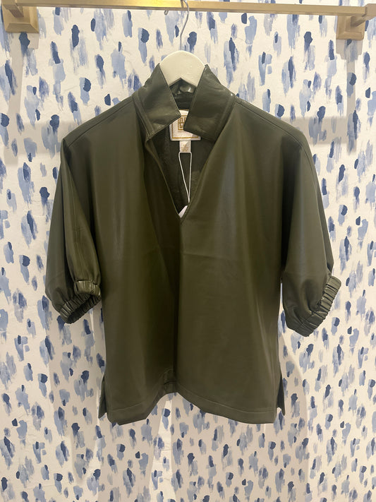 Poppy Top-Olive Night Vegan Leather