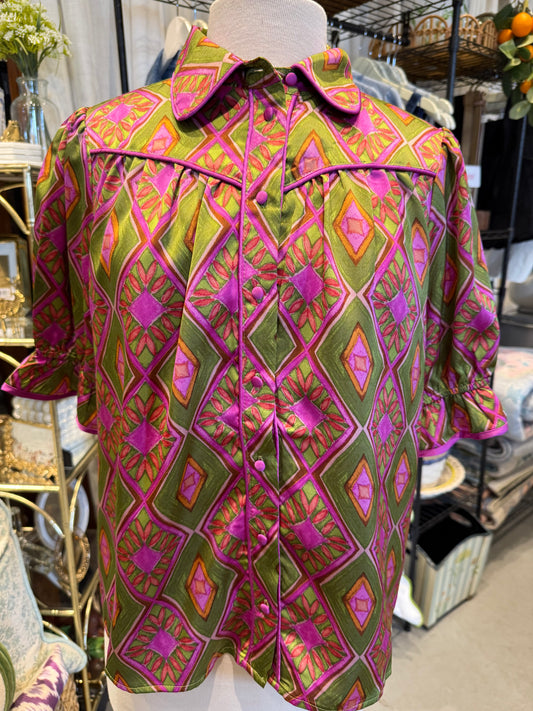 Contrast Piping Detail Blouse