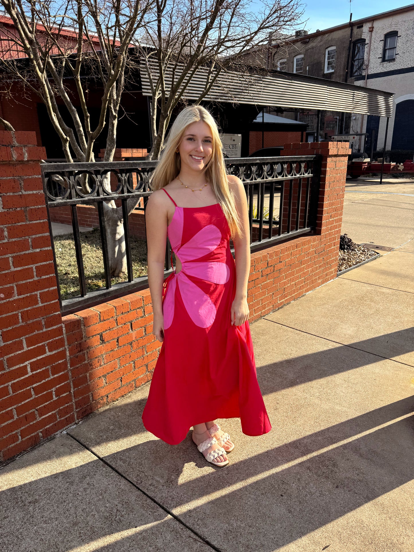 Sleeveless Side Cut-Out Long Dress Large