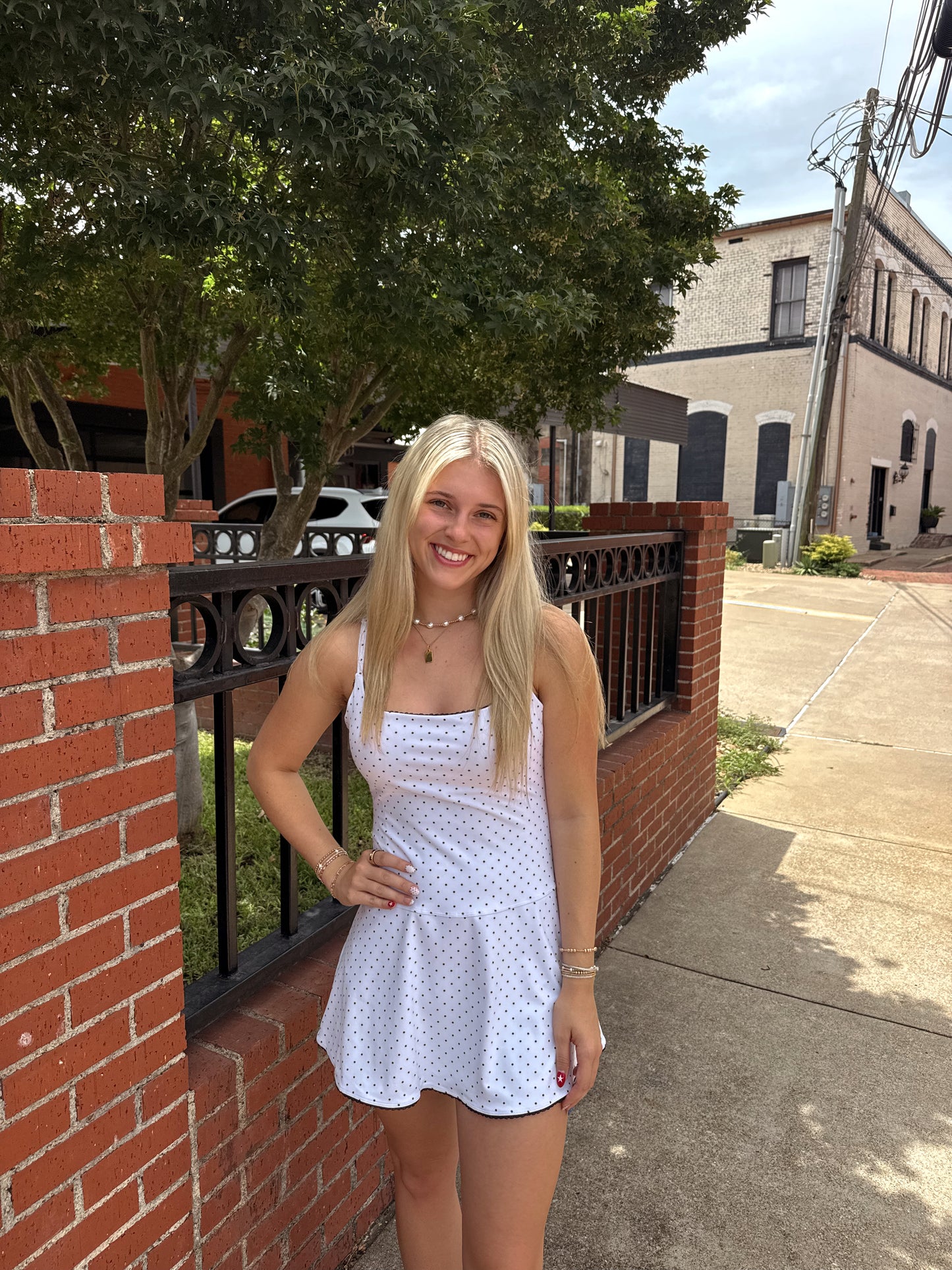 Polka Dot Dress with Lace Trim