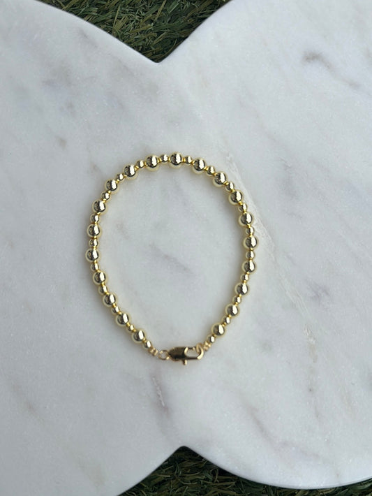 Gold Plated Beaded Bracelet 3mm,5mm