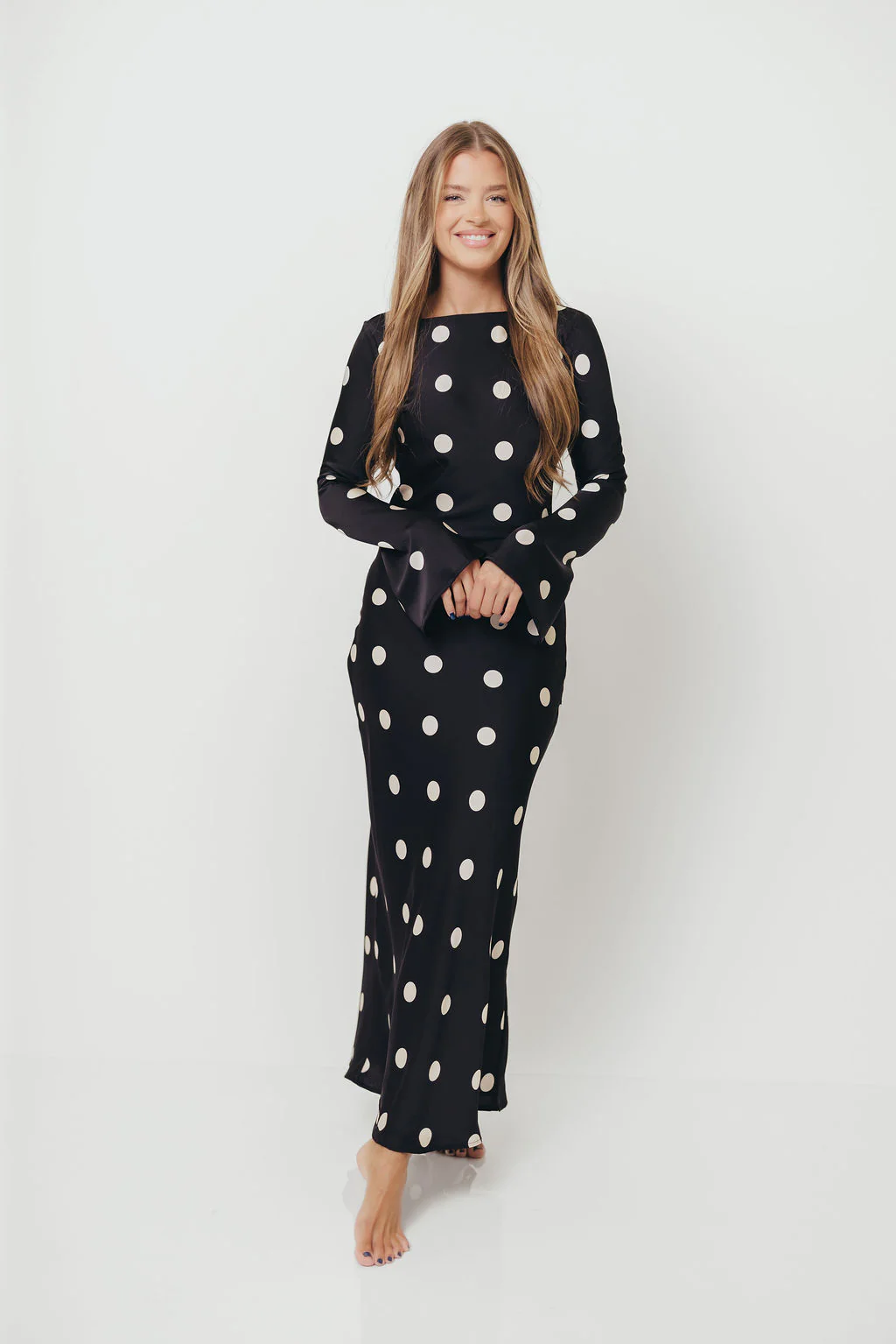 Georgie Black Dot Dress- Black