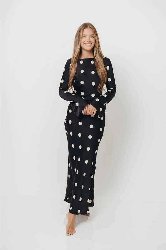 Georgie Black Dot Dress- Black