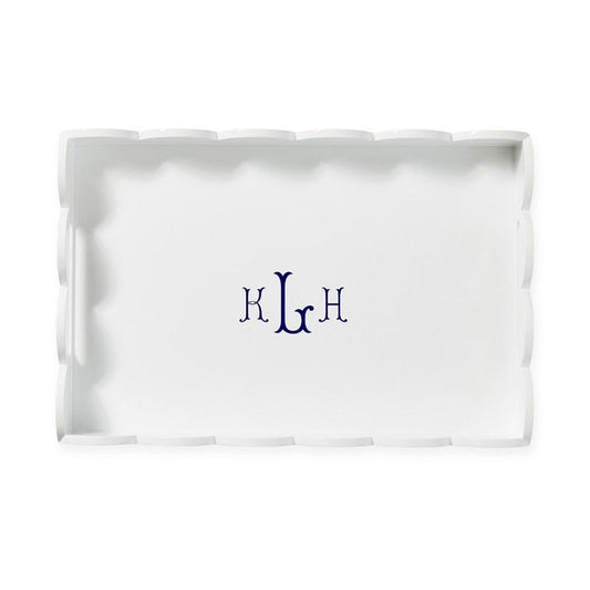 Large White Scallop Serving Tray