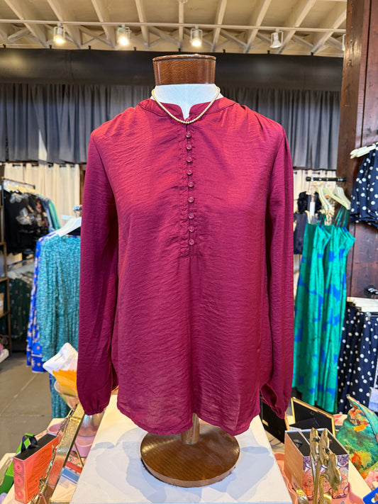 Button Down Blouse-Maroon