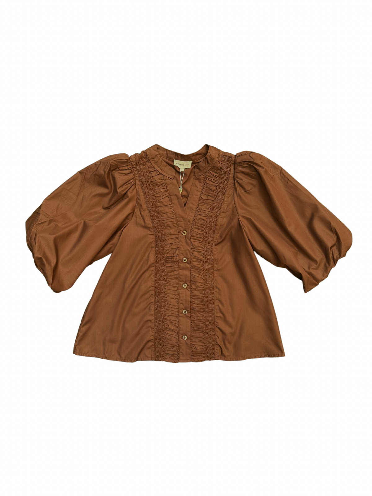 Brown Button Down Bell Sleeved Top