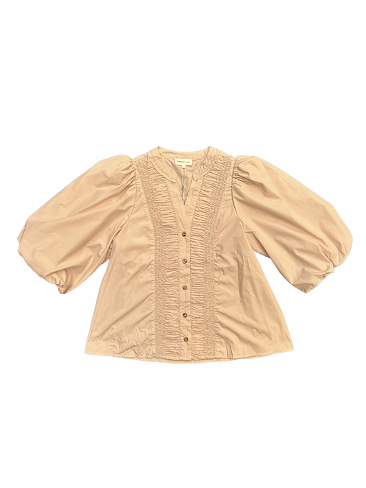 Taupe Button Down Bell Sleeved Top