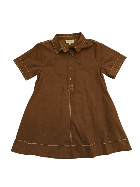 Brown Denim Button Up Dress