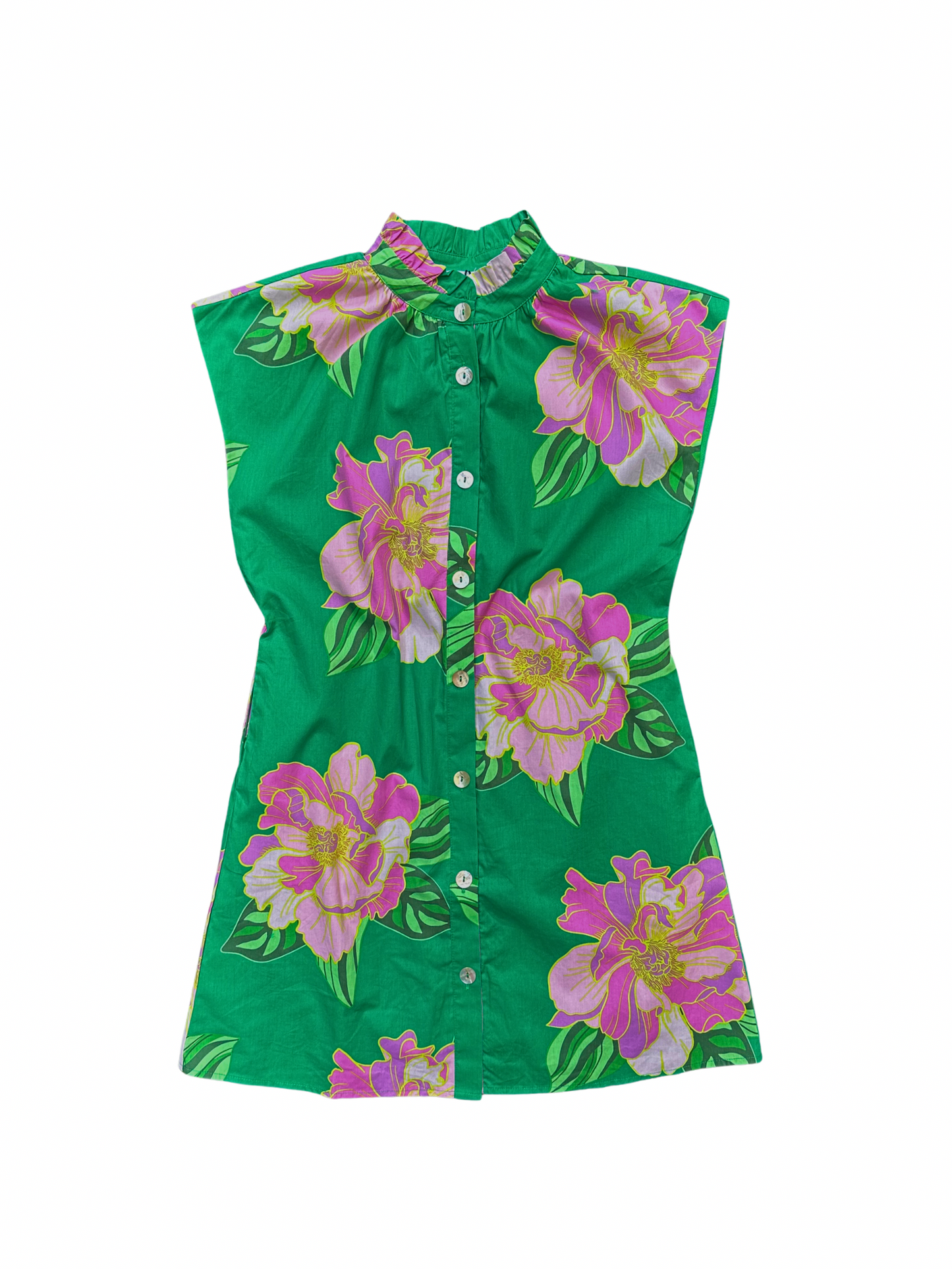 Short Sleeve Floral Print Button Up Dress