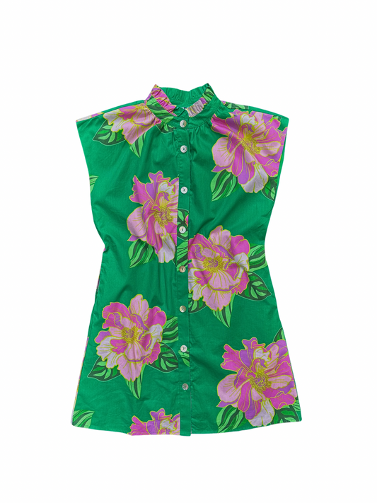 Short Sleeve Floral Print Button Up Dress
