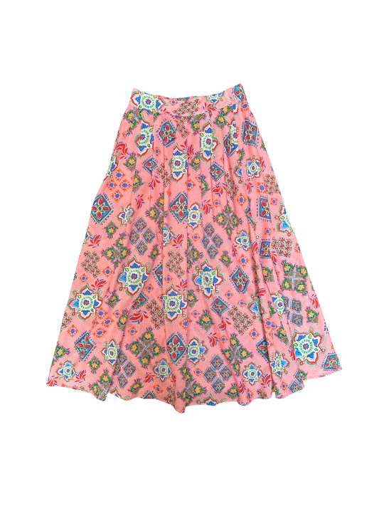Printed Pleated Midi Skirt