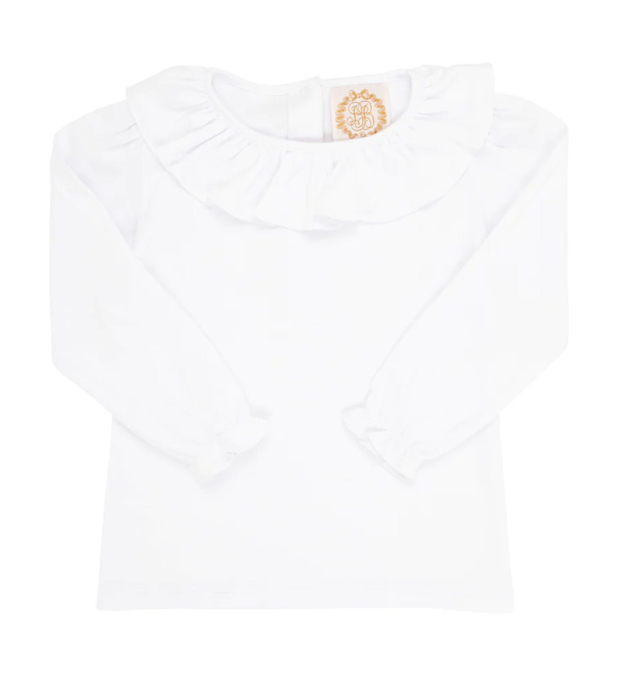 Long Sleeve Ramona Ruffle Collar Shirt & Onesie- Worth Avenue White