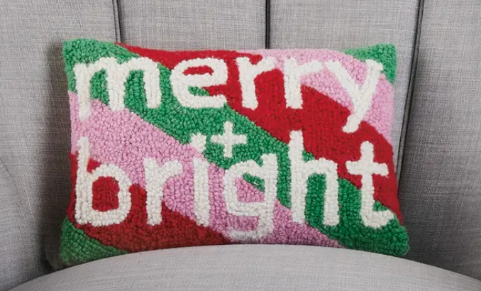 Merry and Bright Rainbow Hook Pillow