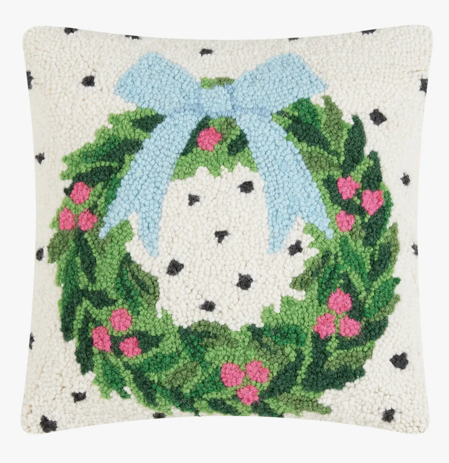 Spotted Holiday Wreath Hook Pillow