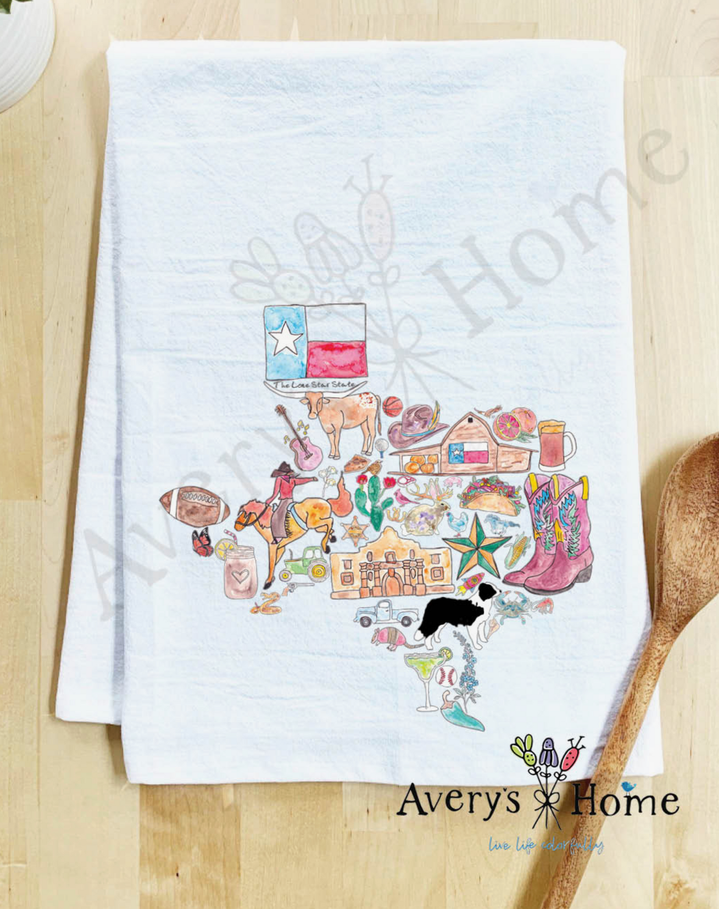 Texas State Icons Kitchen Towel