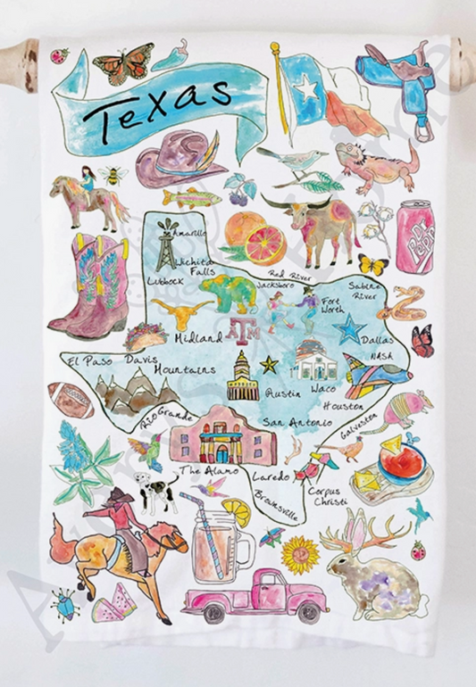 Texas State Map Kitchen Towel