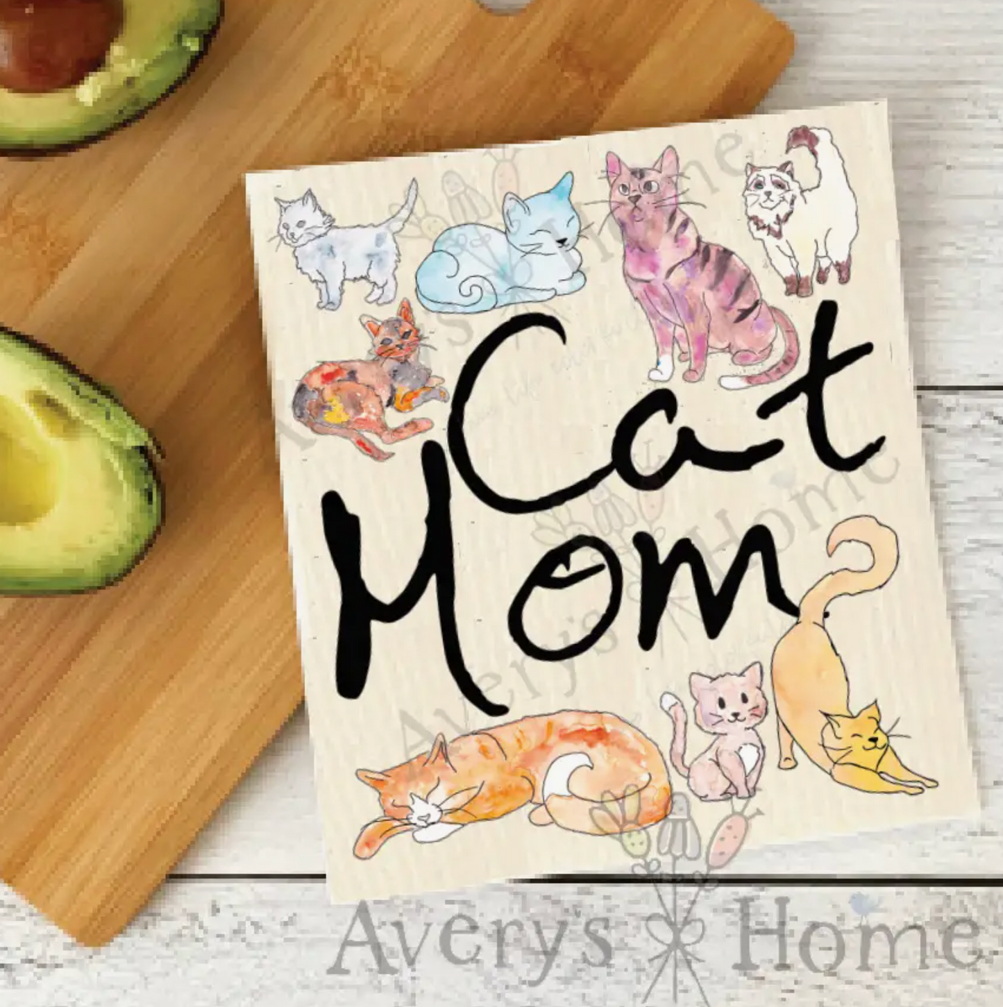 Cat Mom Swedish Dishcloth