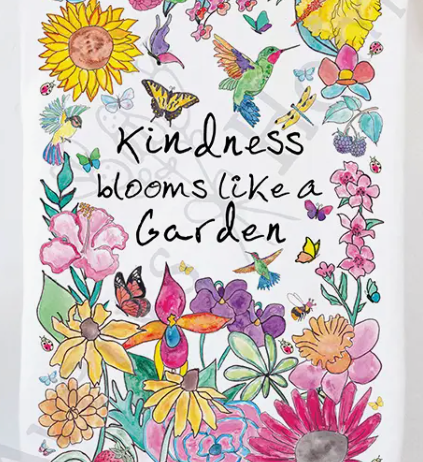 Kindness & Flower Spring Garden Kitchen Towel