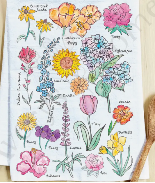 Popular Summer Flowers Gardener Gift Kitchen Dish Towel